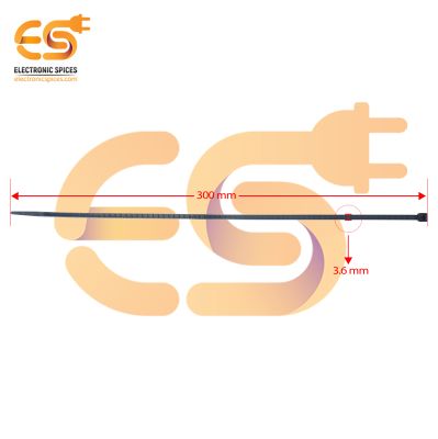 3.6mm x 300mm Black color Multi-purpose  Nylon 66 industrial grade cable tie pack of 100pcs